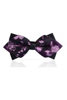 Purple Floral Microfiber Bow Tie