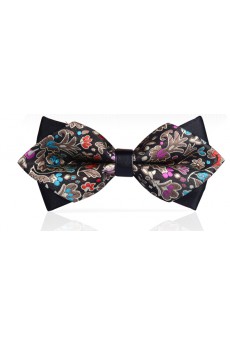 Brown Floral Microfiber Bow Tie