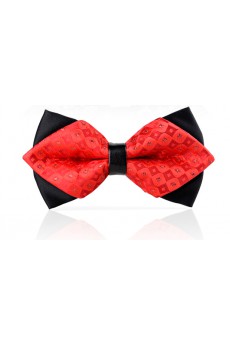 Red Checkered Microfiber Bow Tie