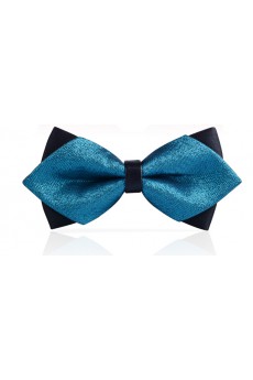 Blue Solid Microfiber Bow Tie