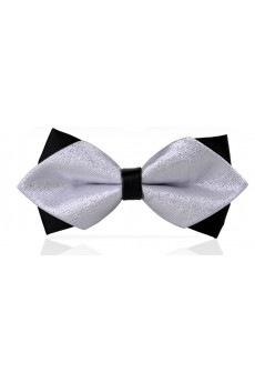 White Solid Microfiber Bow Tie