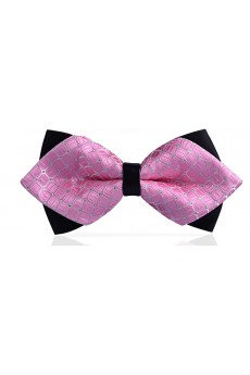 Pink Checkered Microfiber Bow Tie