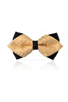Yellow Checkered Microfiber Bow Tie