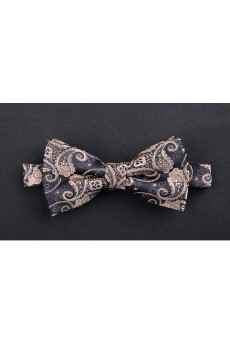 Brown Floral Microfiber Bow Tie