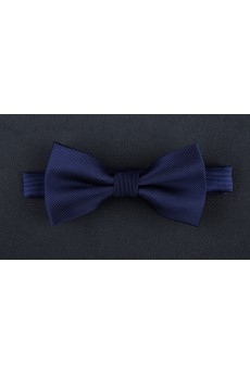 Blue Solid Microfiber Bow Tie