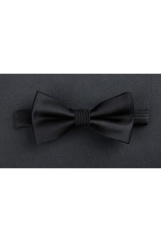 Black Solid Microfiber Bow Tie