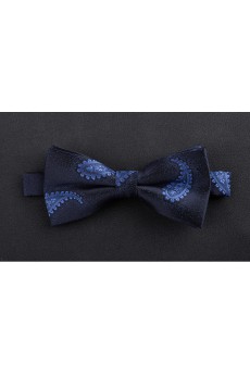 Blue Floral Microfiber Bow Tie