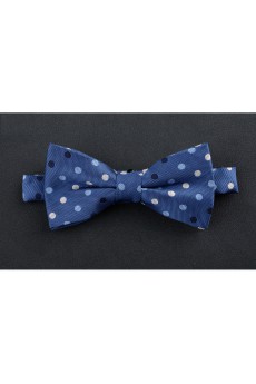 Blue Polka Dot Microfiber Bow Tie