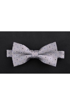 Silver Polka Dot Microfiber Bow Tie