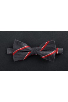 Gray Striped Microfiber Bow Tie