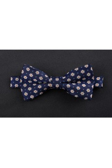 Blue Floral Microfiber Bow Tie