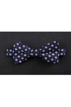 Blue Floral Microfiber Bow Tie