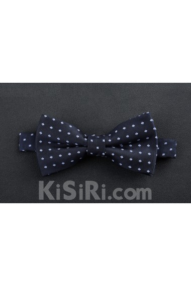 Blue Polka Dot Microfiber Bow Tie