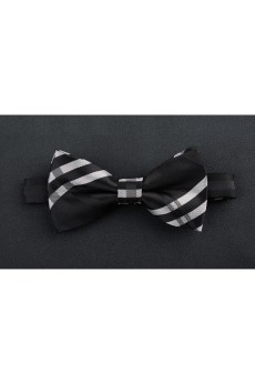 Black Striped Microfiber Bow Tie