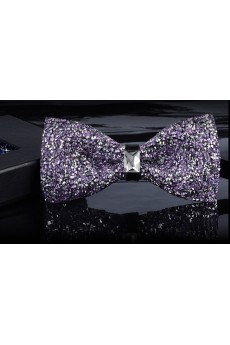 Purple Solid Crystal Bow Tie