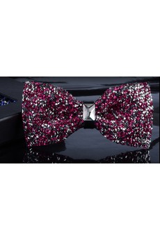 Red Solid Crystal Bow Tie