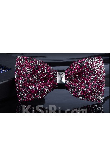 Red Solid Crystal Bow Tie