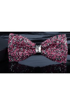 Pink Solid Crystal Bow Tie