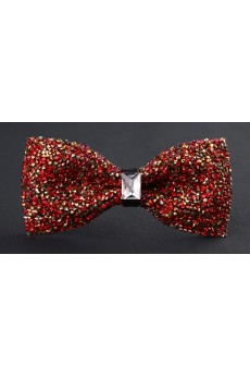 Red Solid Crystal Bow Tie