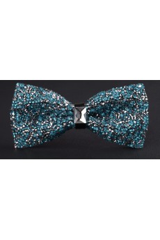 Blue Solid Crystal Bow Tie