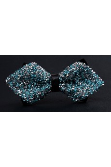 Blue Solid Crystal Bow Tie