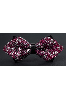Red Solid Crystal Bow Tie