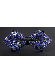 Blue Solid Crystal Bow Tie