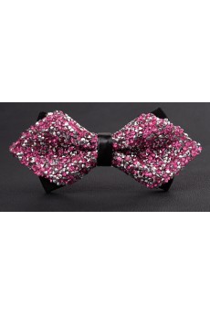 Pink Solid Crystal Bow Tie