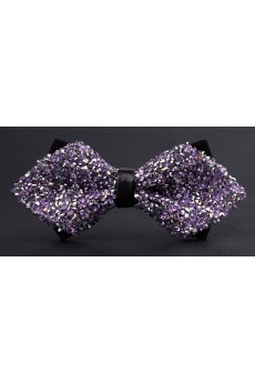 Purple Solid Crystal Bow Tie