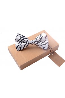 White Floral Microfiber Bow Tie