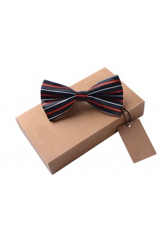 Black Striped Microfiber Bow Tie