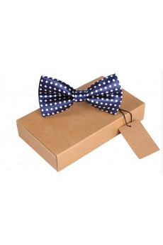 Blue Polka Dot Microfiber Bow Tie