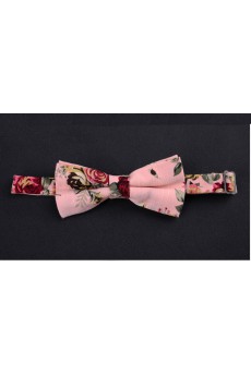 Pink Floral Microfiber Bow Tie