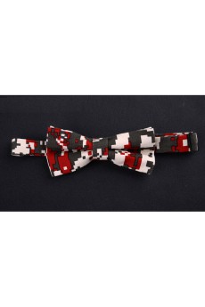 Beige Floral Microfiber Bow Tie