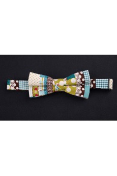 Blue Floral Microfiber Bow Tie