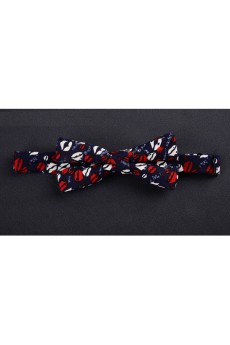 Blue Floral Microfiber Bow Tie