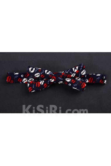 Blue Floral Microfiber Bow Tie