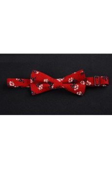 Red Floral Microfiber Bow Tie