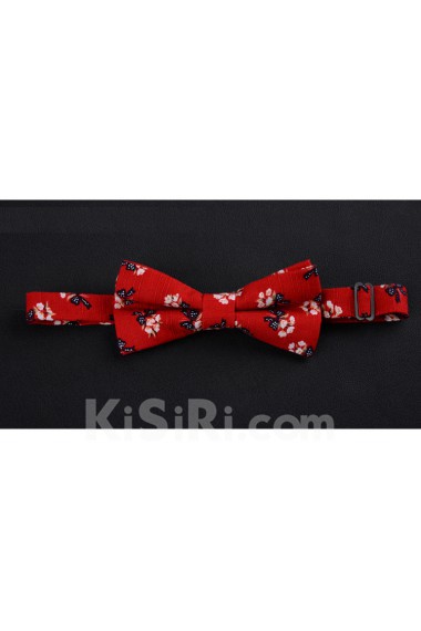 Red Floral Microfiber Bow Tie