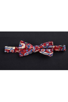 Red Floral Microfiber Bow Tie