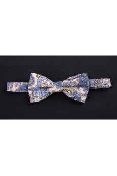 Beige Floral Microfiber Bow Tie