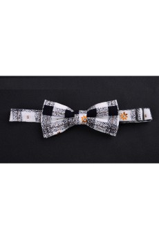 White Floral Microfiber Bow Tie