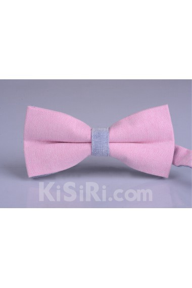 Pink Solid Microfiber Bow Tie