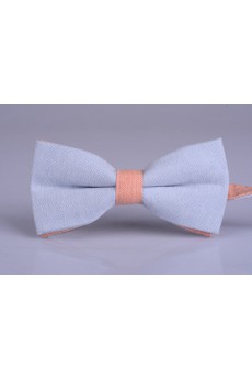 Blue Solid Microfiber Bow Tie