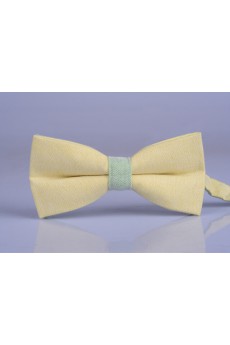 Yellow Solid Microfiber Bow Tie