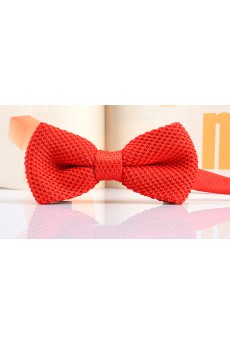 Red Solid Wool Bow Tie