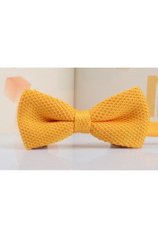 Yellow Solid Wool Bow Tie