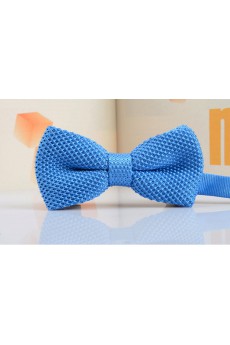 Blue Solid Wool Bow Tie