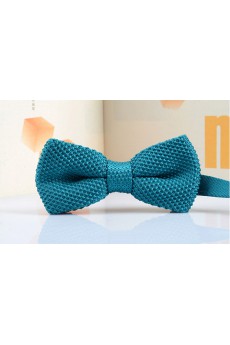 Blue Solid Wool Bow Tie