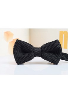 Black Solid Wool Bow Tie